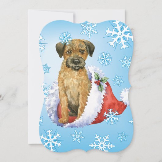 Happy Howlidays Border Terrier Feestdagenkaart (Voorkant)