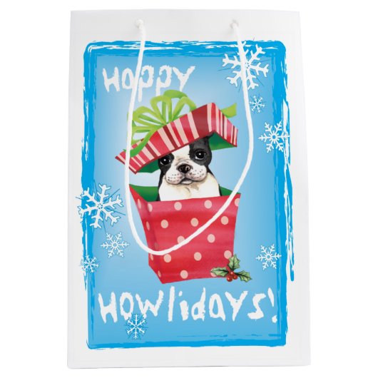 Happy Howlidays Boston Medium Cadeauzakje (Voorkant)