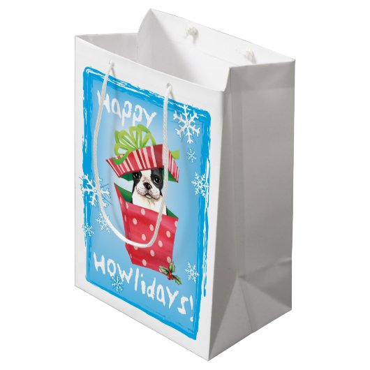 Happy Howlidays Boston Medium Cadeauzakje (Voorkant Gekanteld)