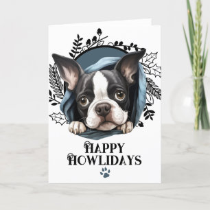 Happy Howlidays Boston Terrier Dog Kerstmis Feestdagen Kaart