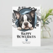 Happy Howlidays Boston Terrier Dog Kerstmis Feestdagenkaart (Staand voorkant)
