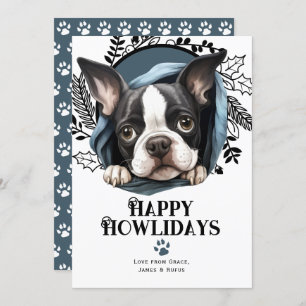Happy Howlidays Boston Terrier Dog Kerstmis Feestdagenkaart