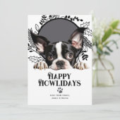 Happy Howlidays Boston Terrier Dog Kerstmis Feestdagenkaart (Staand voorkant)
