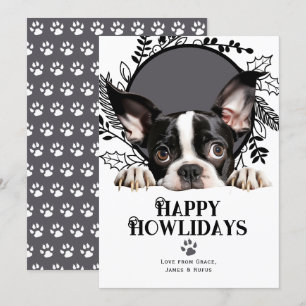 Happy Howlidays Boston Terrier Dog Kerstmis Feestdagenkaart