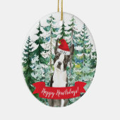 Happy Howlidays Boston Terrier Dog Kerstmis Ornam Keramisch Ornament (Rechts)
