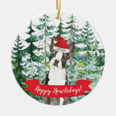Happy Howlidays Boston Terrier Dog Kerstmis Ornam Keramisch Ornament (Voorkant)