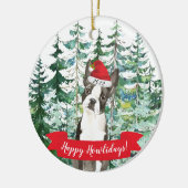 Happy Howlidays Boston Terrier Dog Kerstmis Ornam Keramisch Ornament (Links)