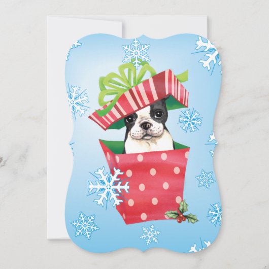 Happy Howlidays Boston Terrier Feestdagenkaart (Voorkant)