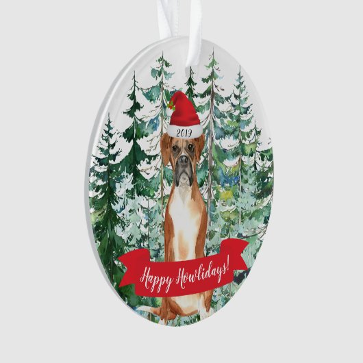 Happy Howlidays Boxer Kerstmis Ornament (voorkant)