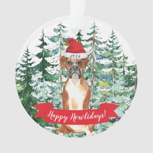 Happy Howlidays Boxer Kerstmis Ornament (voorkant)
