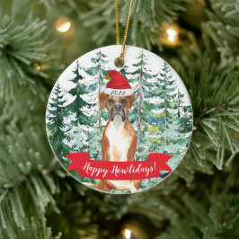 Happy Howlidays Boxer kerstversiering Keramisch Ornament