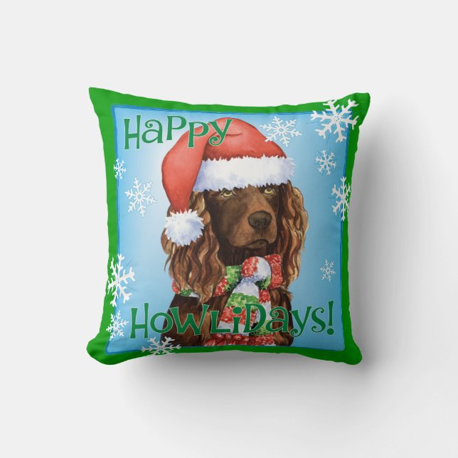 Happy Howlidays Boykin Spaniel Kussen (Voorkant)
