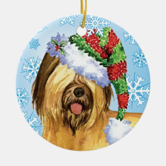 Happy Howlidays Briard Keramisch Ornament (Voorkant)