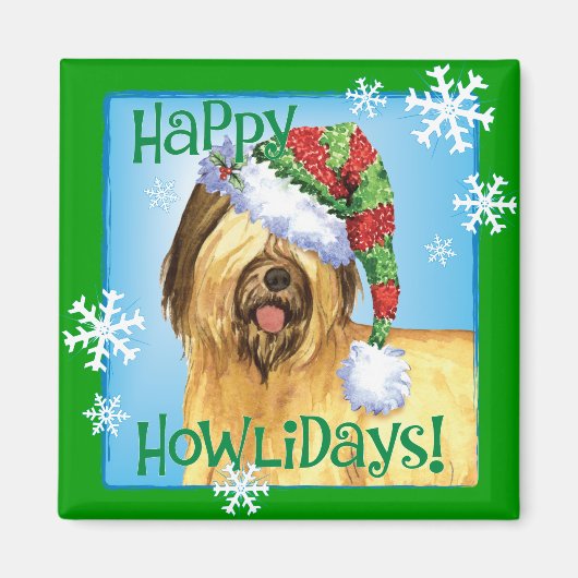 Happy Howlidays Briard Magneet (Voorkant)