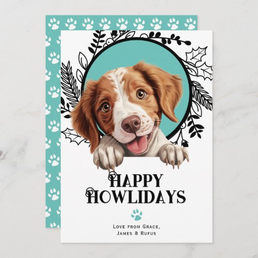 Happy Howlidays Brittany Dog Kerstmis Feestdagenkaart (Voorkant / Achterkant)