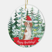 Happy Howlidays Brittany Dog kerstversiering Keramisch Ornament (Links)