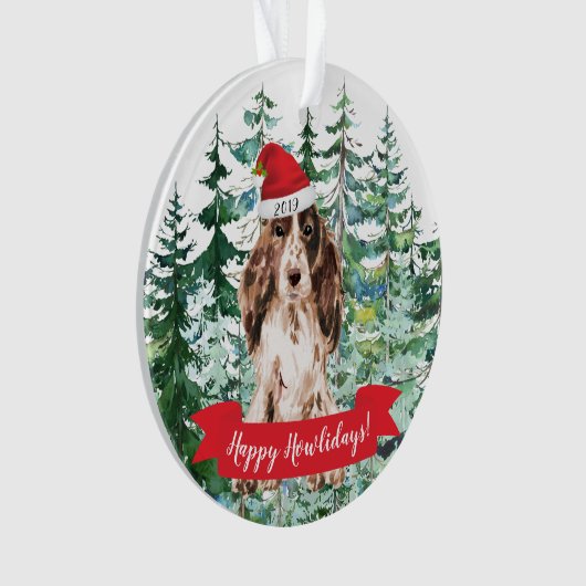 Happy Howlidays Brown Cocker Spaniel Dog Kerstmis Ornament (voorkant)