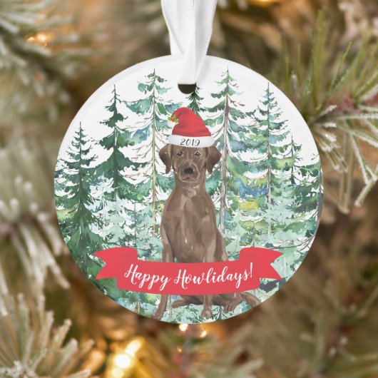 Happy Howlidays Brown Labrador Dog Kerstmis Ornament (Boom)