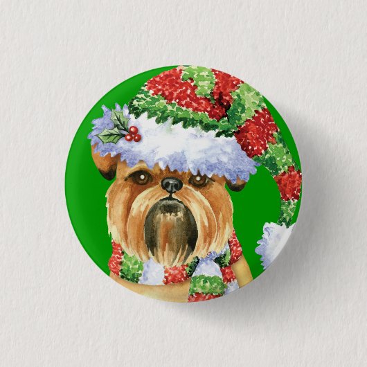 Happy Howlidays Brussels Griffon Button (Voorkant)