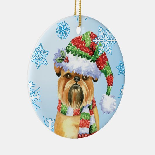 Happy Howlidays Brussels Griffon Ceramic Ornament (Rechts)