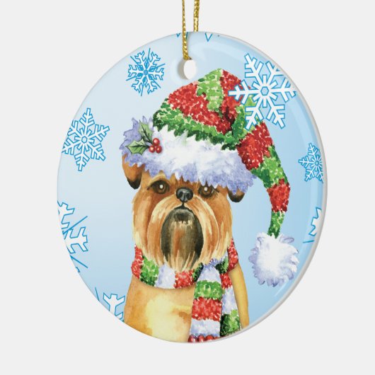 Happy Howlidays Brussels Griffon Ceramic Ornament (Links)