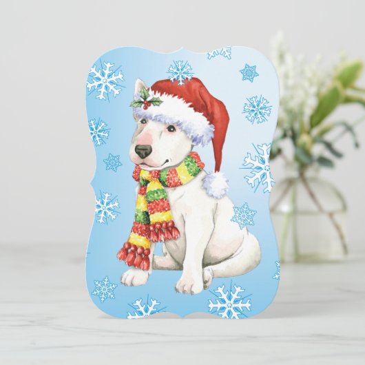Happy Howlidays Bull Terrier Feestdagenkaart (Staand voorkant)