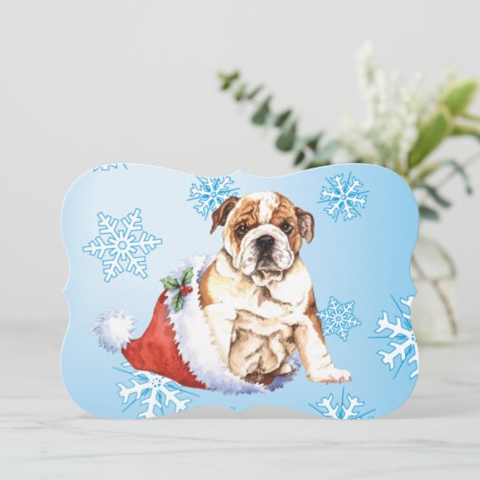 Happy Howlidays Bulldog Feestdagenkaart (Staand voorkant)