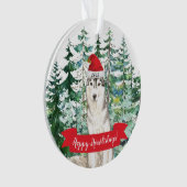 Happy Howlidays c.Siberian Husky Dog Kerstmis Ornament (voorkant)