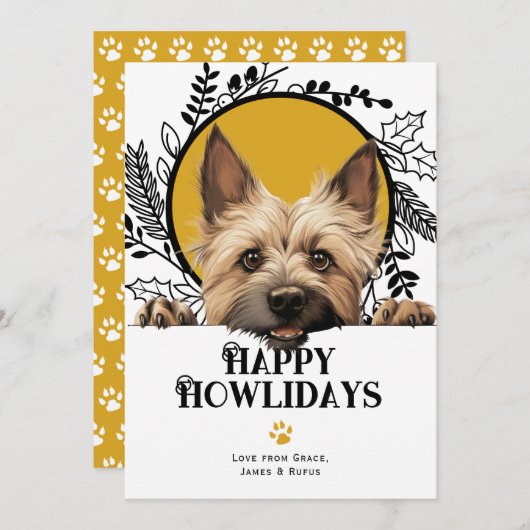 Happy Howlidays Cairn Terrier Dog Kerstmis Feestdagenkaart (Voorkant / Achterkant)