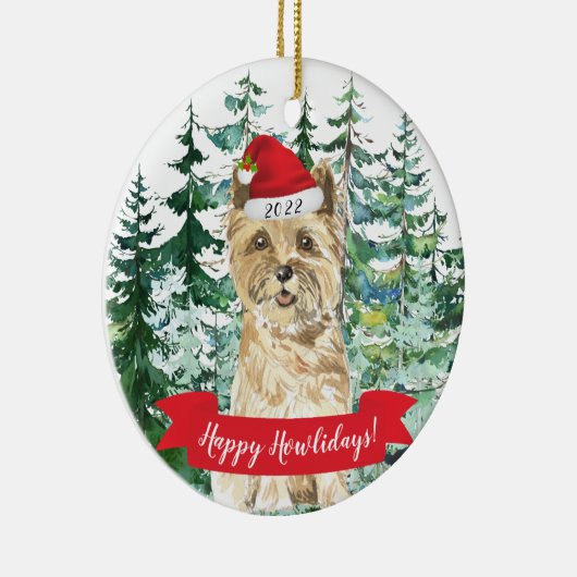 Happy Howlidays Cairn Terrier Dog Kerstmis Orname Keramisch Ornament (Rechts)