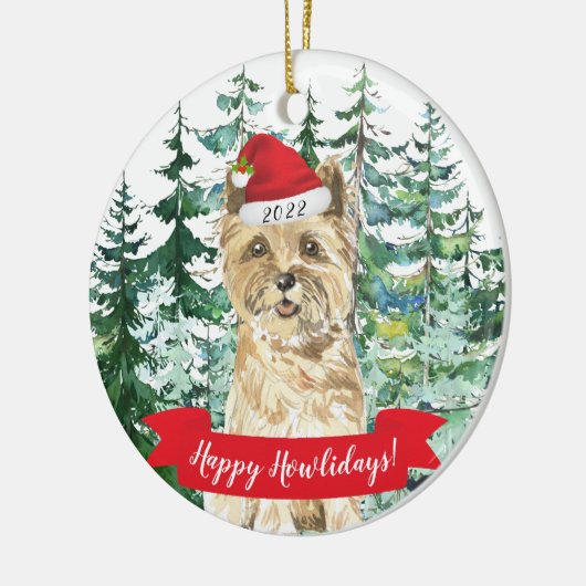 Happy Howlidays Cairn Terrier Dog Kerstmis Orname Keramisch Ornament (Links)