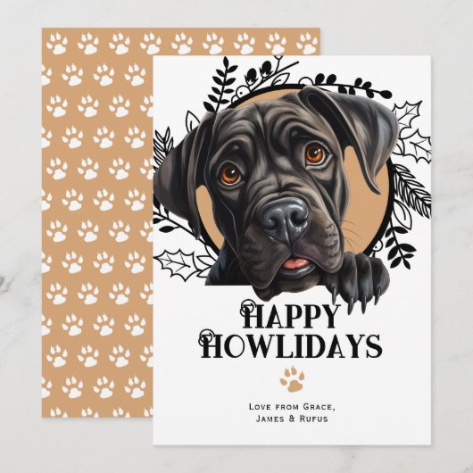 Happy Howlidays Cane Corso Hond Kerstmis Feestdagenkaart (Voorkant / Achterkant)