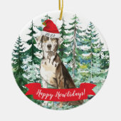 Happy Howlidays catahoula leopard dog kerst of Keramisch Ornament (Voorkant)