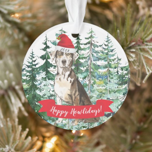 Happy Howlidays Catahoula Leopard Dog Kerstmis Ornament (Boom)