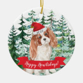 Happy Howlidays Cavalier King Charle Dog Kerstmis Keramisch Ornament (Voorkant)