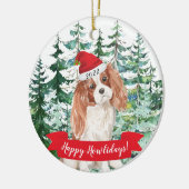 Happy Howlidays Cavalier King Charle Dog Kerstmis Keramisch Ornament (Links)