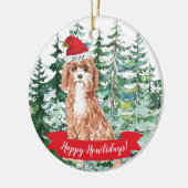 Happy Howlidays Cavapoo Dog kerstversiering Keramisch Ornament (Links)