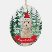 Happy Howlidays champagne Cockapoo Dog Kerstmis O Keramisch Ornament (Rechts)
