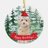 Happy Howlidays champagne Cockapoo Dog Kerstmis O Keramisch Ornament (Voorkant)