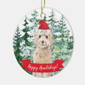 Happy Howlidays champagne Cockapoo Dog Kerstmis O Keramisch Ornament (Links)