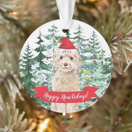 Happy Howlidays champagne Cockapoo Dog Kerstmis Ornament (Boom)