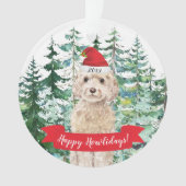 Happy Howlidays champagne Cockapoo Dog Kerstmis Ornament (voorkant)