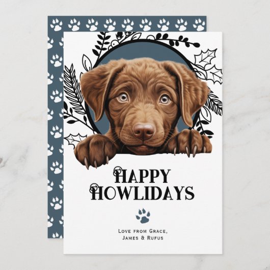 Happy Howlidays chesapeake bay retriever hond Feestdagenkaart (Voorkant / Achterkant)