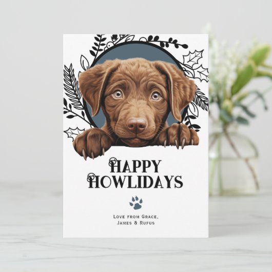 Happy Howlidays chesapeake bay retriever hond Feestdagenkaart (Staand voorkant)