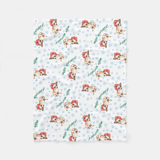 Happy Howlidays Chihuahua Fleece Deken (Voorkant)