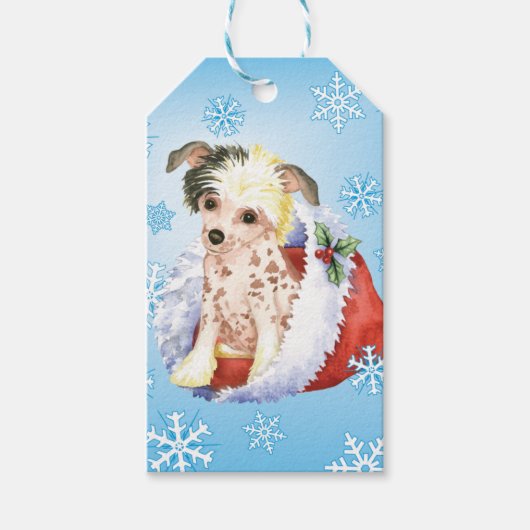 Happy Howlidays Chinese Crested Cadeaulabel (Voorkant)
