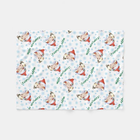 Happy Howlidays Chinese Crested Fleece Blanket (Voorkant (Horizontaal))