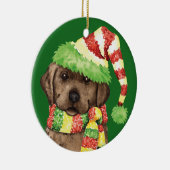Happy Howlidays Chocolate Lab Keramisch Ornament (Rechts)