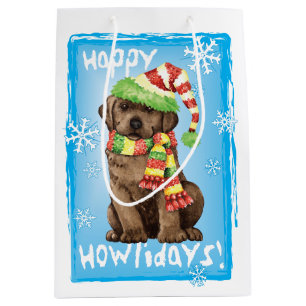 Happy Howlidays Chocolate Lab Medium Cadeauzakje