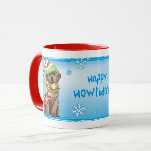 Happy Howlidays Chocolate Lab Mok (Voorkant links)